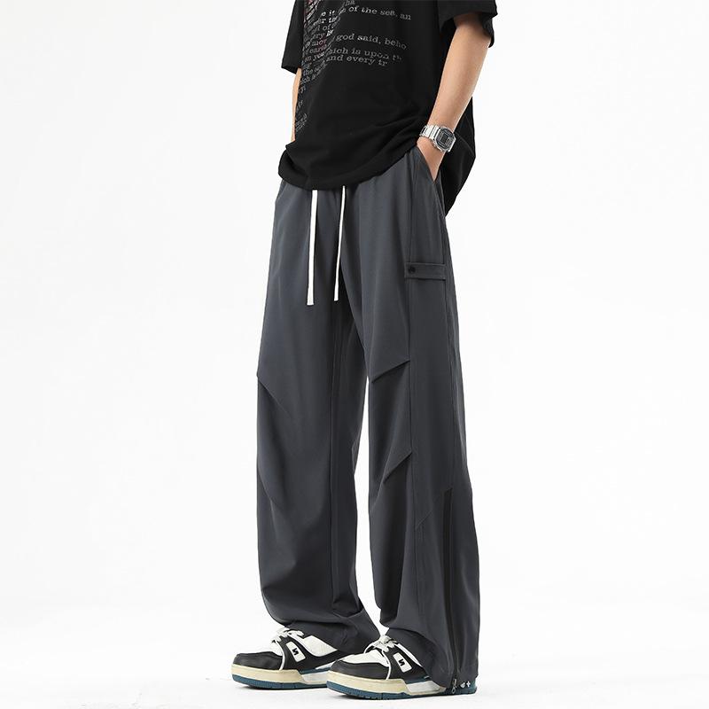 Overalls boys spring and autumn new straight loose mopping trousers high street casual versatile wide-leg trousers men