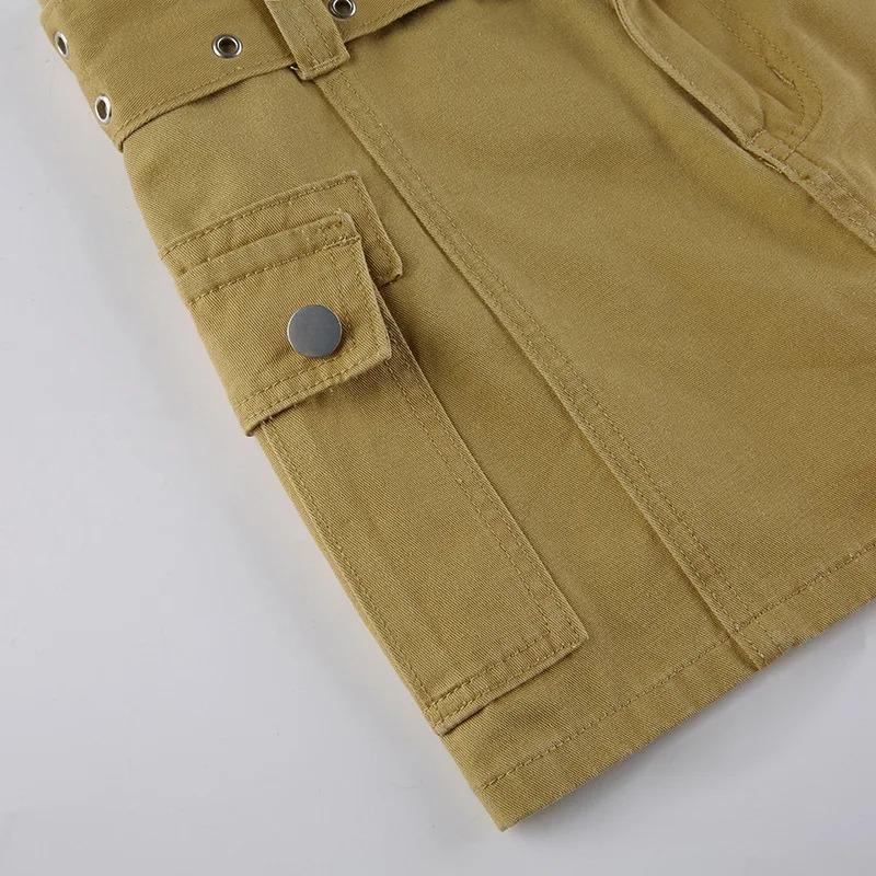 Y2K Estetika Základní páskové mikrosukně s nízkým pasem Móda z roku 2000 Sexy kapsy Bílá džínová sukně Roztomilé kalhoty Klubové oblečení