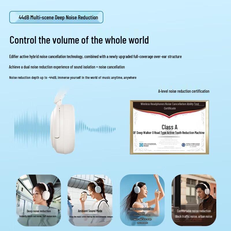 EDIFIER W800BT Free Noise-Cancelling Bluetooth Over-Ear Headphones