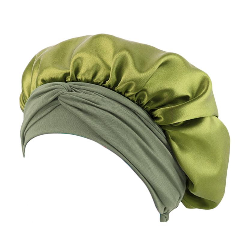 

Круглий капелюх із атласною стрічкою, нічна шапка, жіноча хустка, хімічна завивка та капелюх для догляду за волоссям Tjm-301-1 One size оливковий колір