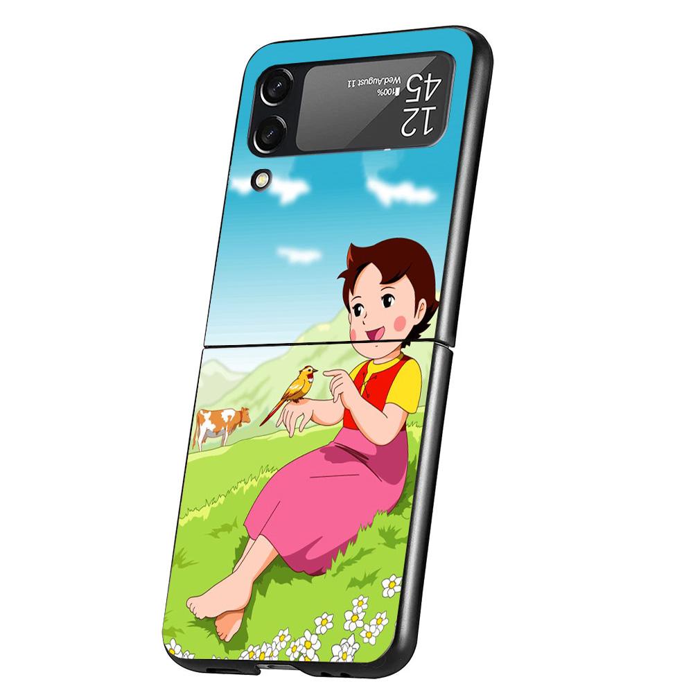 Heidi Cute Cartoon Cover Phone Case For Samsung Galaxy Z Flip 7 6 5 4 3 5G Flip7 Flip6 Flip5 Flip4 Flip3 Black Fundas Shell