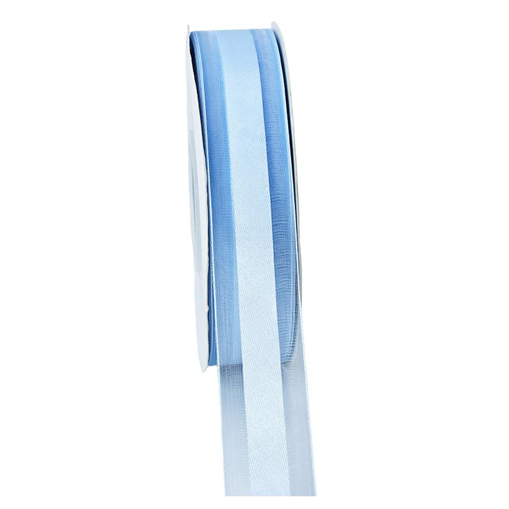 2.5cm Width Organza Ribbon Silver Edge Offset Printing Gold Edged Ribbon Glitter Tulle 45 Yards Length Lurex Ribbon Length 45 yards светло-синий