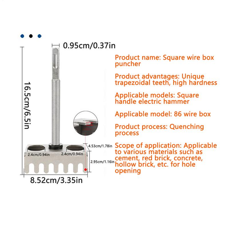 Square Slot Cutter Square Hole Punch 86 Type Punch Accessories Opener For Mortising Marking Installation Sheetrock Remodeling