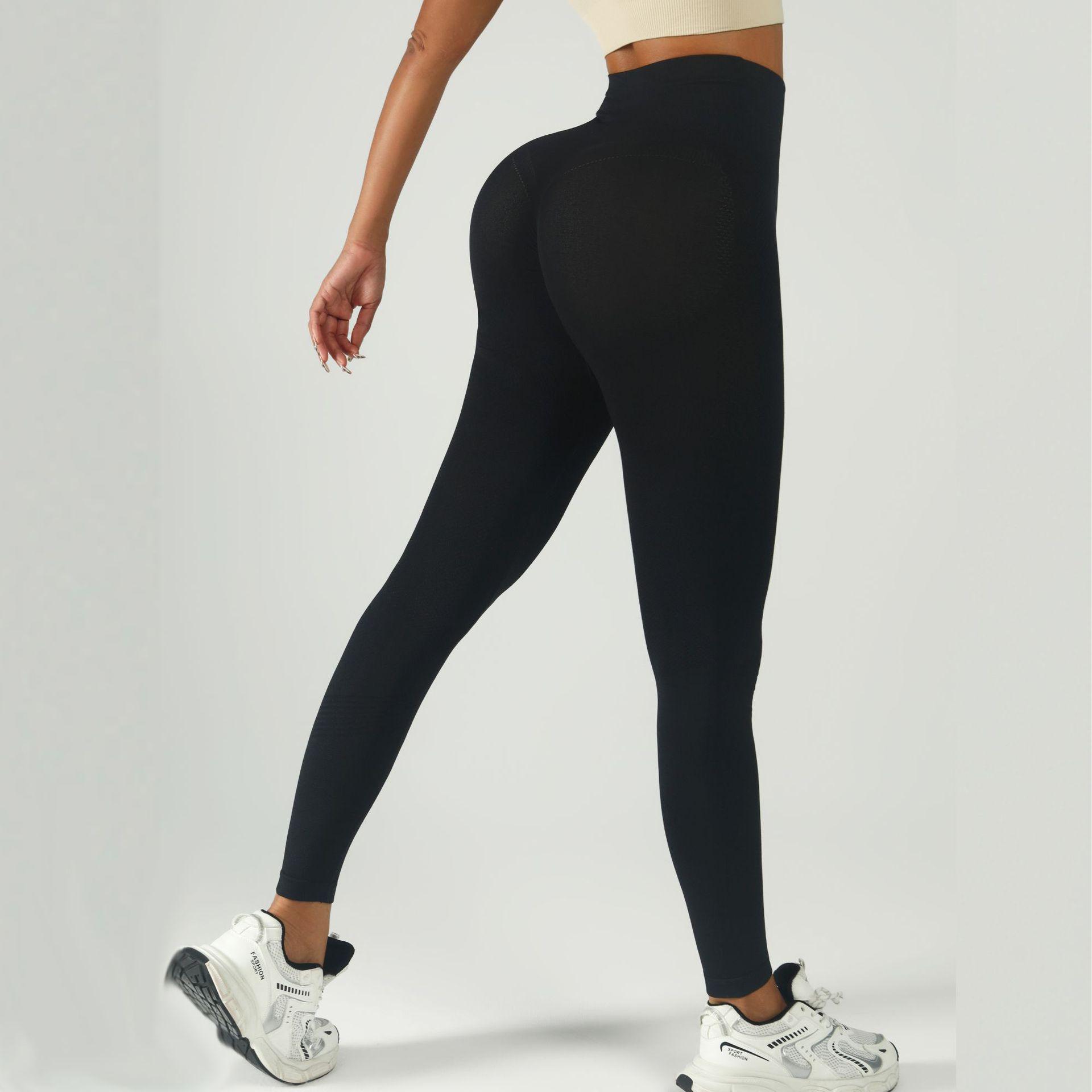 

Seamless High Waist Peach Butt Yoga Pants - Slim Fit Cropped Activewear Extra Large чёрный