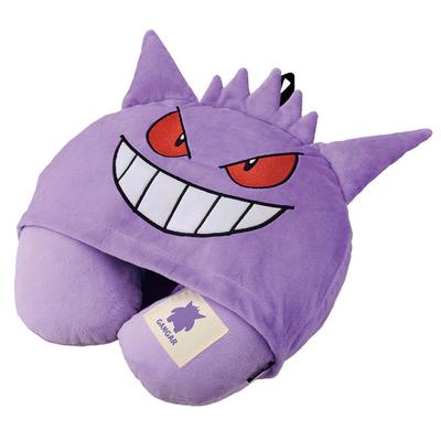 Pokemon Hooded Neck Pillow, Genga, Purple | Pokemon Trunk Belt, One-Touch Travel Accessories