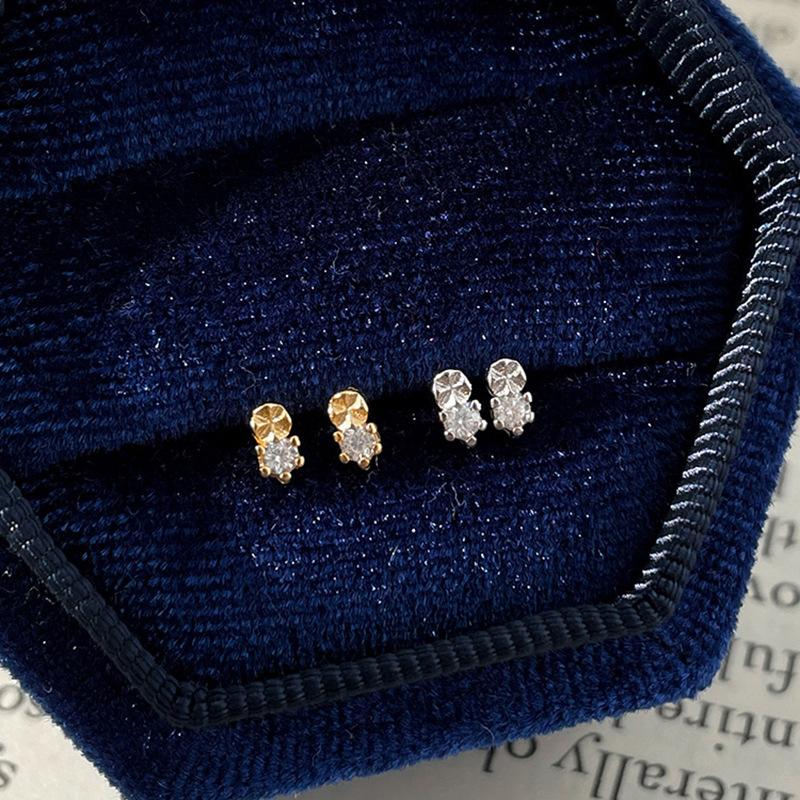 Summer Simple Cubic Zirconia Stud Earrings For Women Tiny Shiny Sparkle Sweet Hypoallergenic Comfortable Sleep Wear Earrings