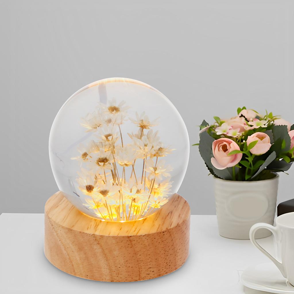 Crystal Ball Night Lights 3D Dandelion Luminous Table Lamp Bedroom Home Decor for Kids Party Children Birthday Gifts Flower Lamp