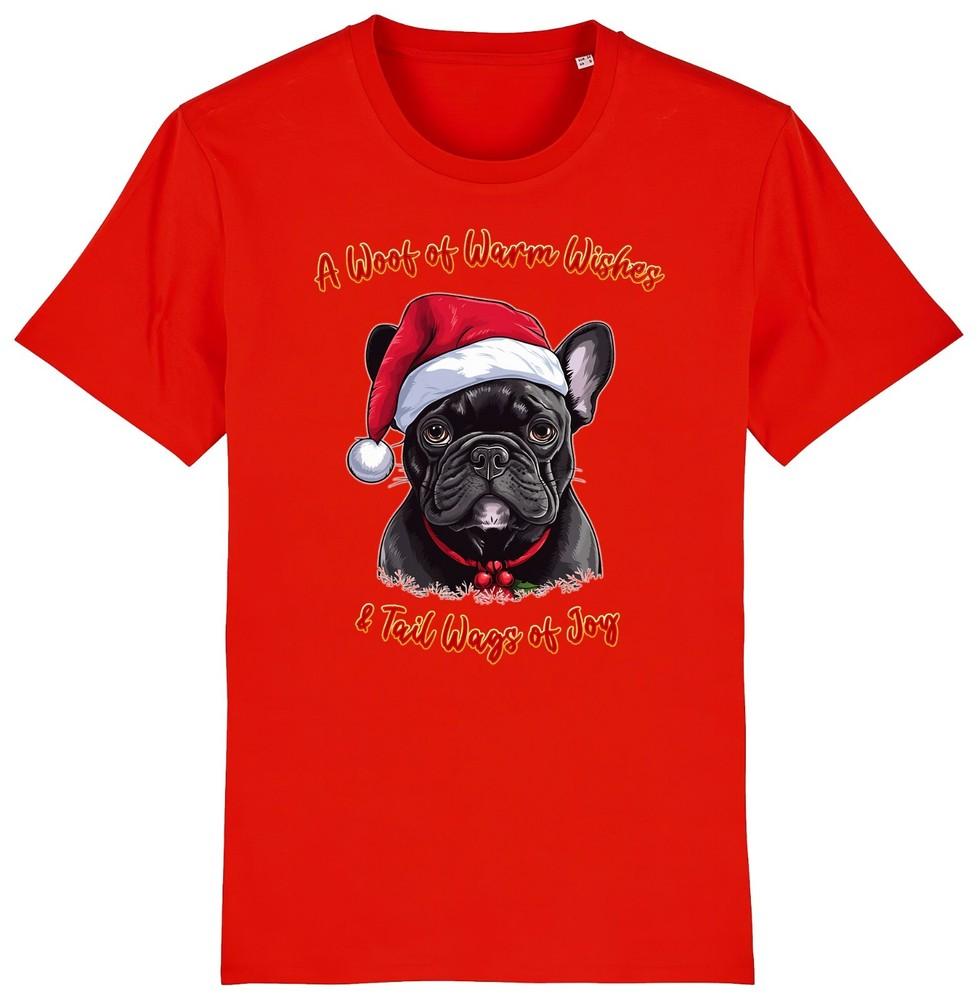

Mens French Bulldog Christmas T-Shirt Santa Dog Woof Wishes Dogs Gift Festive L