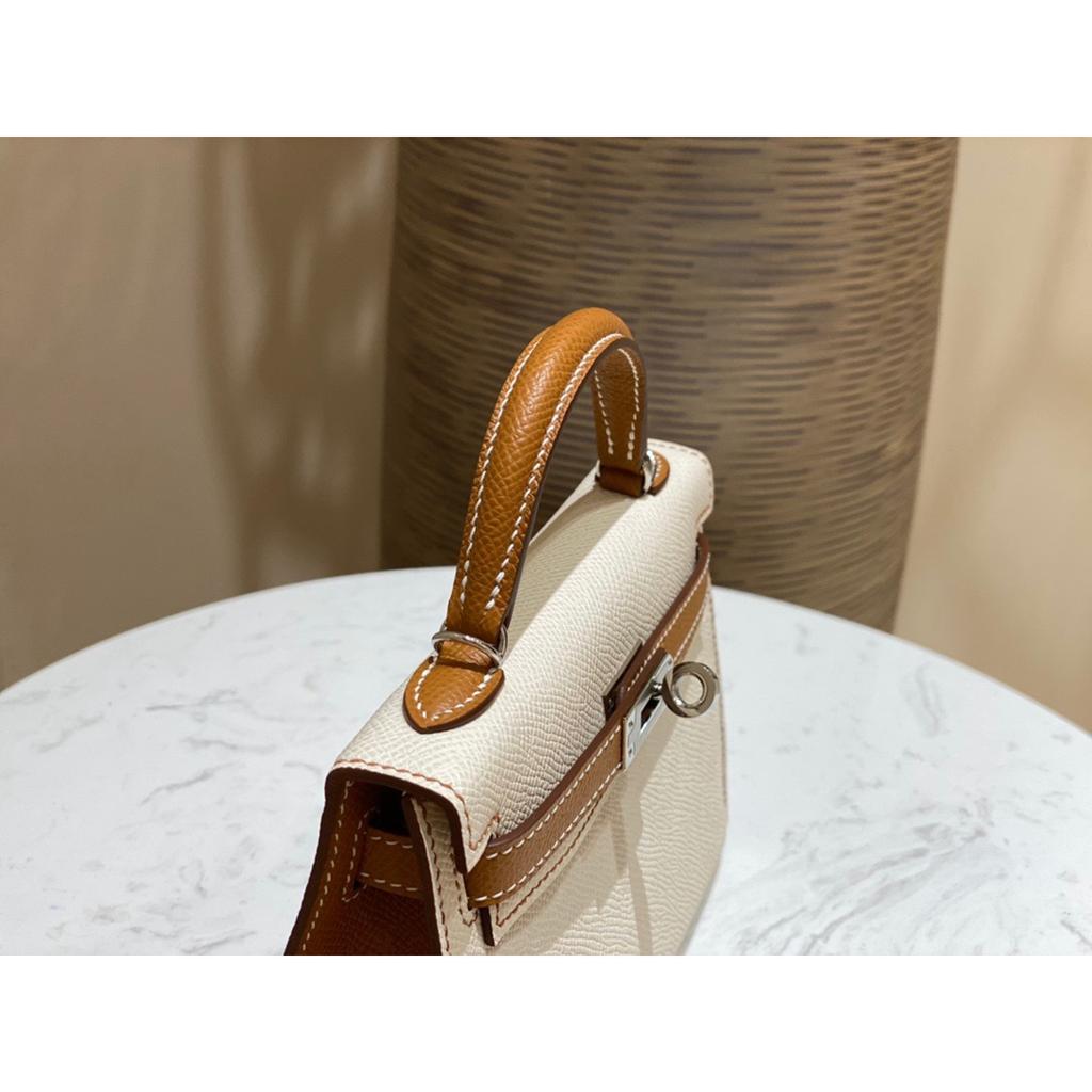 Haute Couture Palm Pattern KL Bag 25cm Second Generation Contrasting Color Half-hand Leather Shoulder Crossbody Bag Women's Mini
