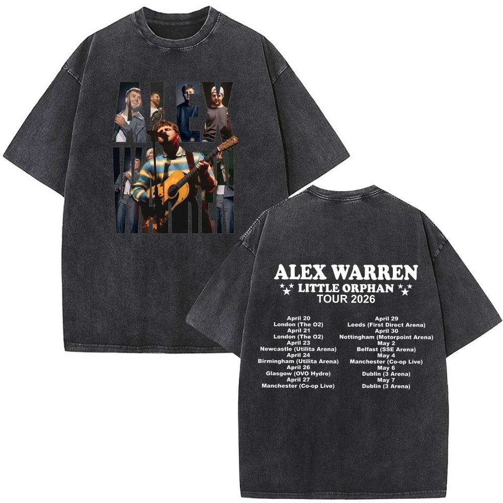 Singer Alex Warren 2026 Tour Print Tees Unisex Unisex Hiphop Tshirt Summer Cotton Loose Casual Vintage Washed Tshirts Streetwear