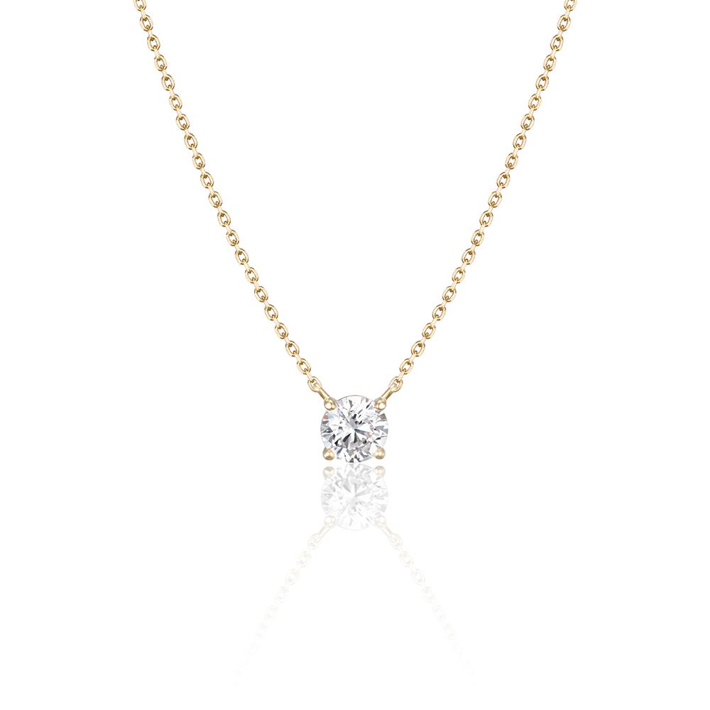Lunne 14K Round Brilliant 0.5 Carat Moissanite Necklace (14K Gold) #Mon01