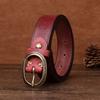 Women's Genuine Leather Engraved Copper Buckle First Layer Cowhide Casual Personality Retro Denim Thin Belt