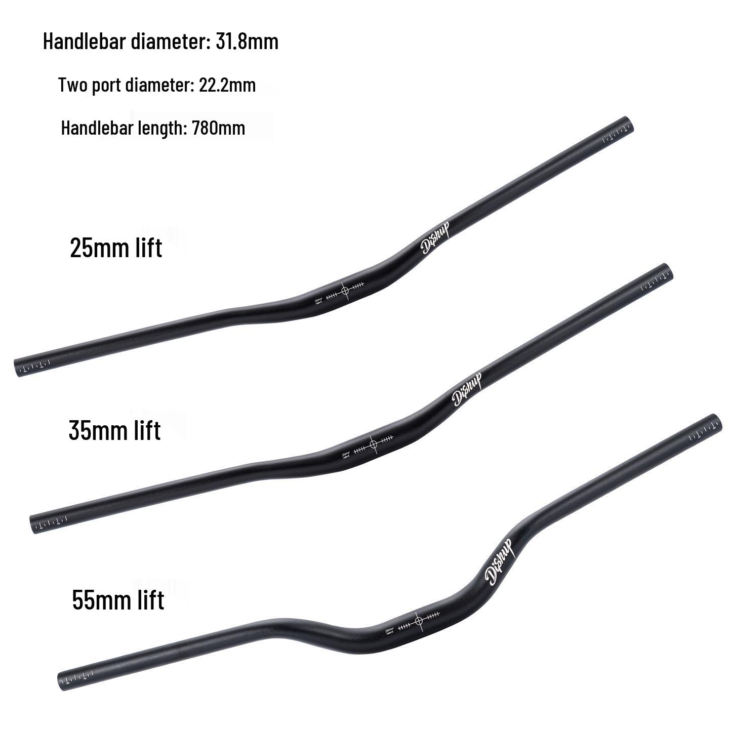 Aluminiowy Rower Górski Kierownica Riser - Podniesienie 35/55 mm, 760/780 mm do Zjazdów Off-Road 25mm Rise 780mm czarny