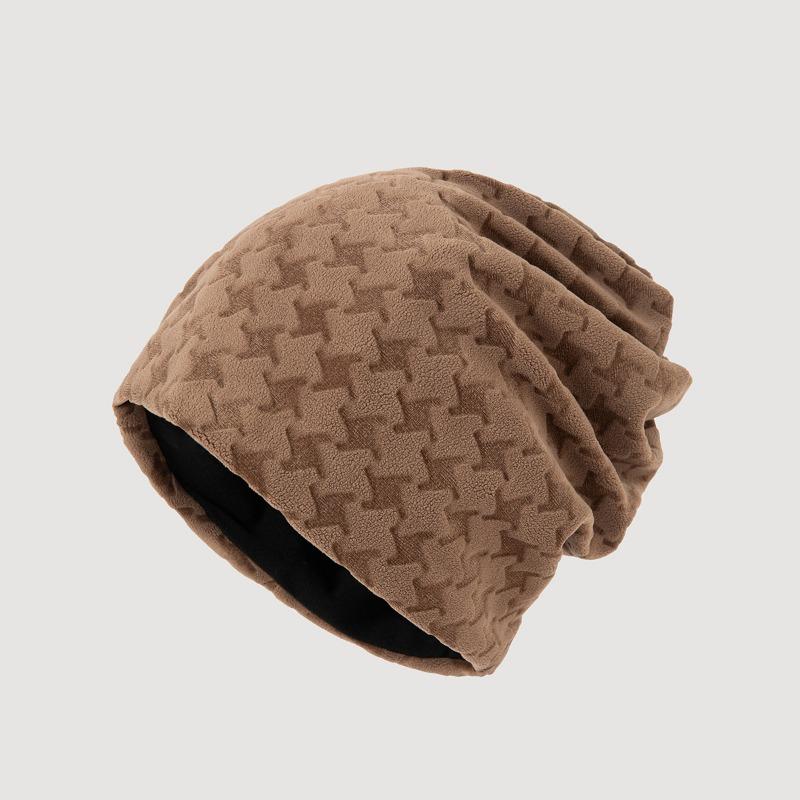 Womens Unisex Plaid Gradient Thin Slouchy Pullover Beanie Hat For Autumn Winter Outdoor