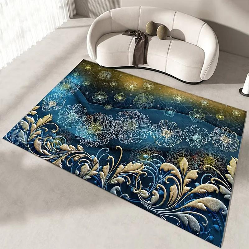 Bohemia Mandala Flower Living Room Carpet Boho Floral Area Rug Corridor Steps Non-slip Floor Mat Home Bedroom Bedside Mats