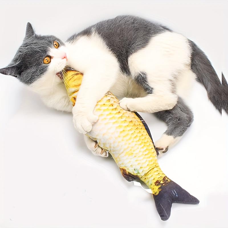 3pcs Pet Teething Toy Fish Design Cat Toy Interactive Durable Cat Chew Toy Plush Pillow Kitten Toy Indoor and Outdoor