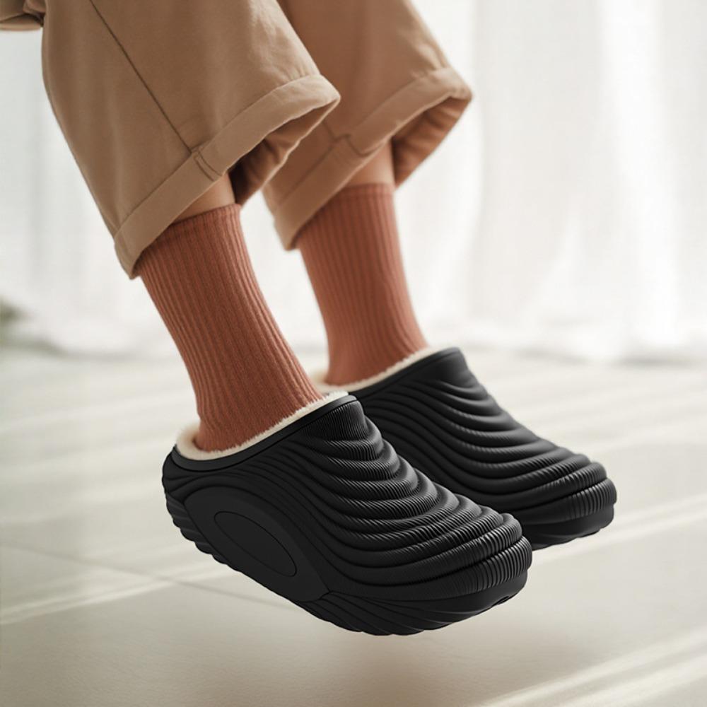 **Unisex EVA Waterproof Cotton Slippers Closed Toe Fleece Lined Soft Anti Slip Warm Home**