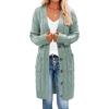 Damen S Lang V-Ausschnitt Knopf Tasche Strick Cardigan Pullover