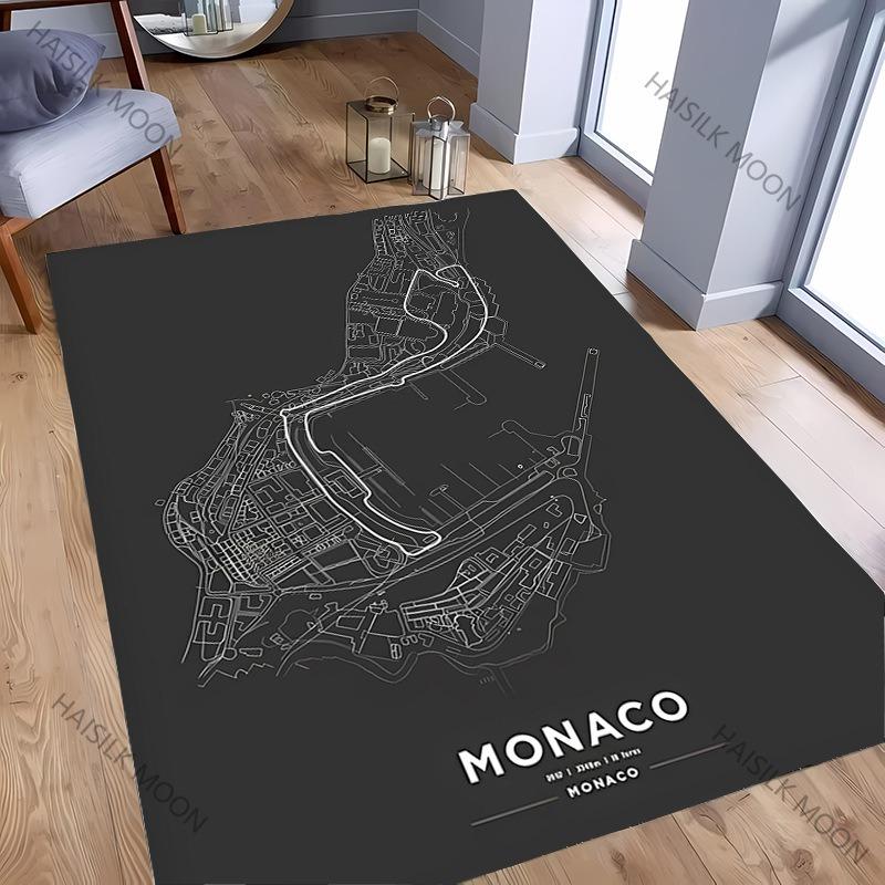 Monaco & Motorland Aragon Race Track Design Carpet Mat Rug - Modern Home Decoration for Living Room Bedroom Bedroom Decor