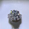 10 Carat D Moissanite Three-Row Diamond Ring - European American Style