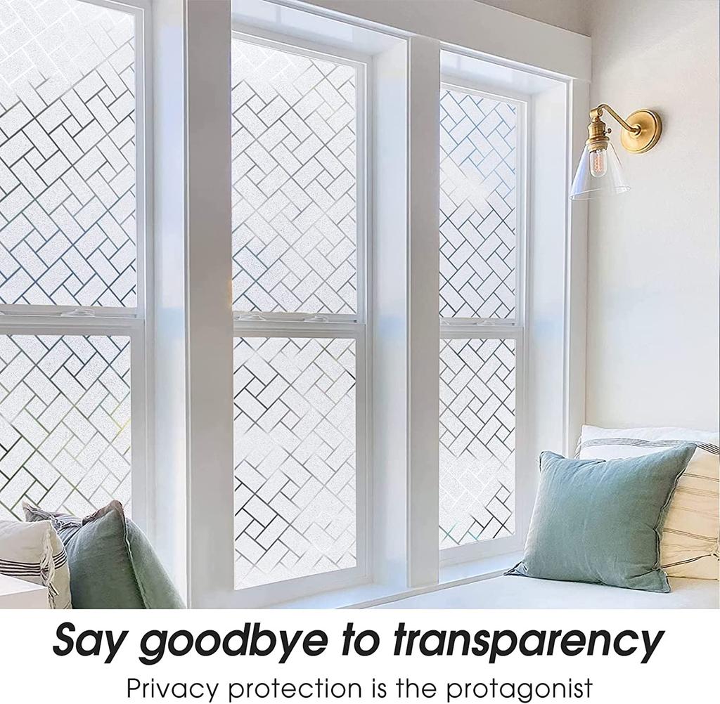Window Privacy Film Frosted Glass Window Film Sun Blocking Window Film Non-Adhesive Heat Control Removable Window Stickers  Home