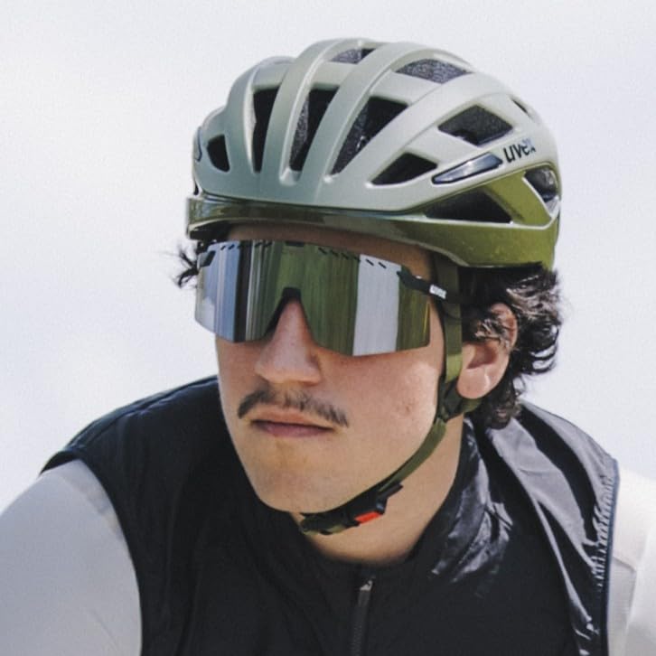 Sports Sunglasses UV400 Mirror Lens Pace Stage Black Matte [Uvex] Anti-fog Cycling/Running/Outdoor (Silver)