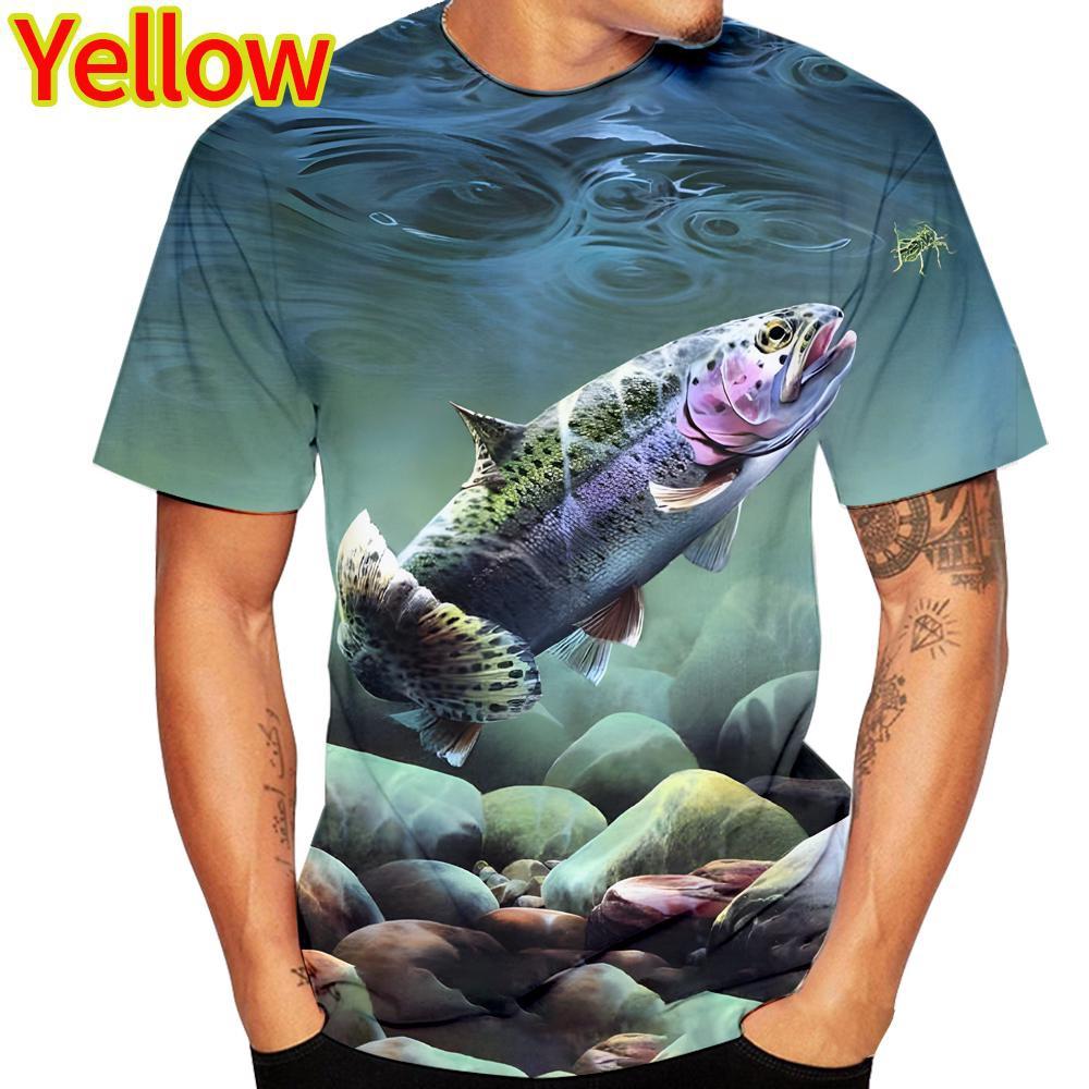 

Футболка с принтом «Ловля карпа» с 3D-принтом, мужская модная футболка с круглым вырезом и короткими рукавами S золотой