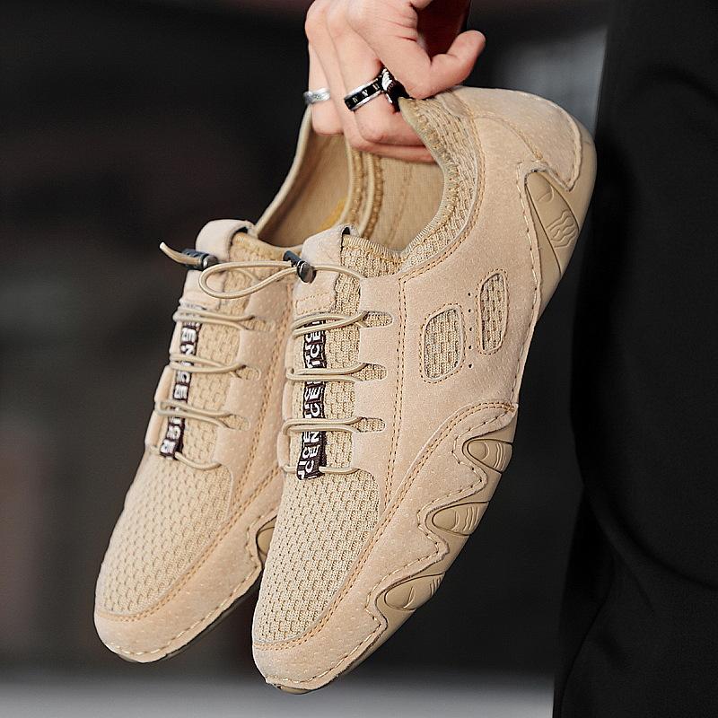 

Summer explosion 2025 Doudou men s shoes leather breathable mesh casual outdoor lazy shoes personalized trendy male octopus 46 хакі