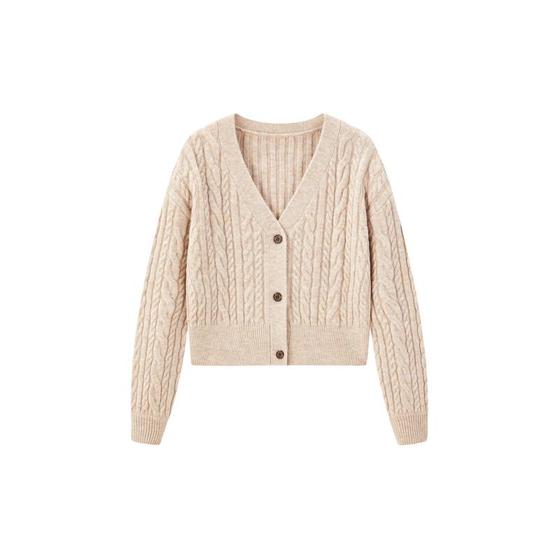 PEACEBIRD Women's Soft Cable Knit V-Neck Cardigan