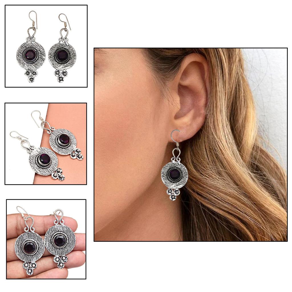 925 Silver Amethyst Sterling Gemstone Earring Jewelry Handmade Earrings Purple