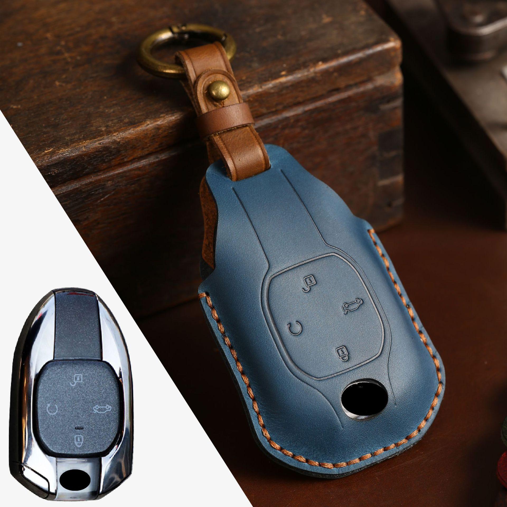 

4 5 Bottons Leatehr Car Key Case Cover Keychain For - Gac Trumpchi M8 Gm8 Empow J11 J12 J13 J14 J15 J16 Gs8 Accessories