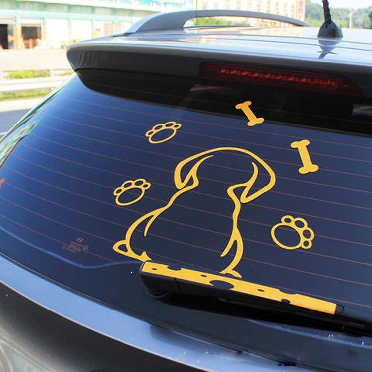 Cute Puppy Rear Window Reflective Car Wiper Sticker