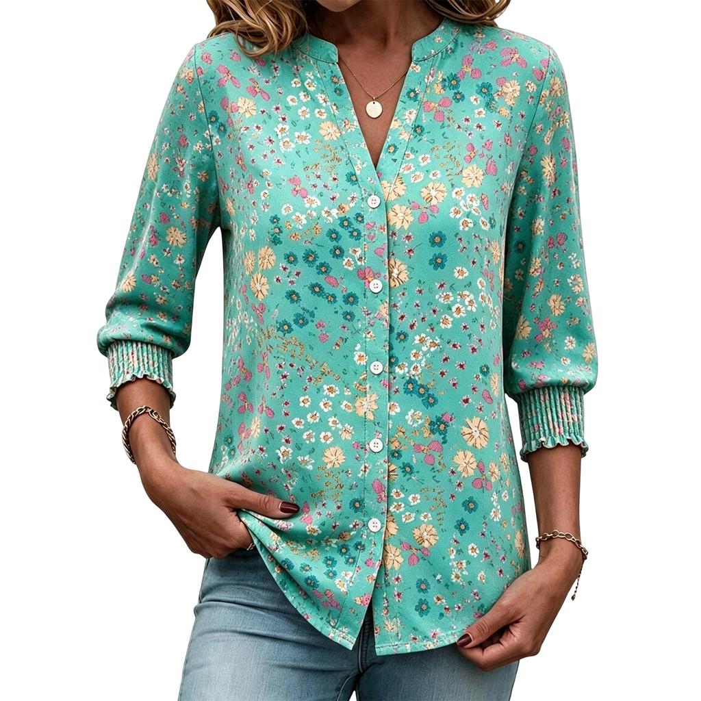 Afslappet Dame T-shirt Top med 3/4 Ærmer til Hverdag