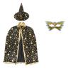 3pcs Bronzing Star Wizard Cloak Hat Eye Mask Set Magician Role-Play Costume Kit  Party Costume