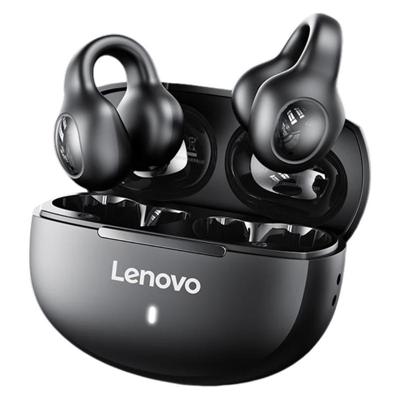 Lenovo Bluetooth Earphones, Clip-On Open-Ear Design, Bluetooth 5.4 Wireless Sports Music Gaming Headphones, EA420 Black