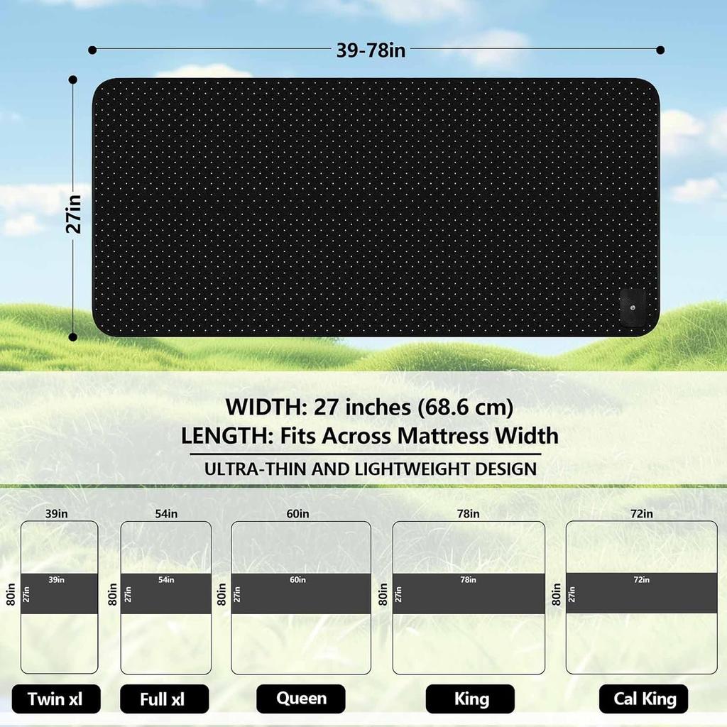 Grounding Mat for Bed, Grounding Pad for Sleeping, Tear-Resistant PU Leather Grounding Mattress with Cord