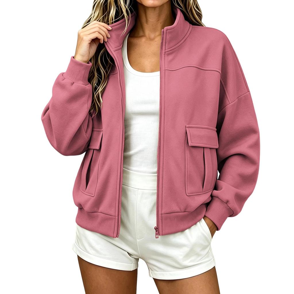 Women's Casual Long Sleeve Stand Collar Jacket