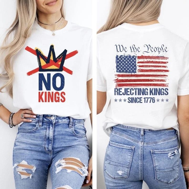 No Kings T-Shirt, Rejecting Kings Since 1776, Crown No Kings Shirt S-5XL Q8911 4XL
