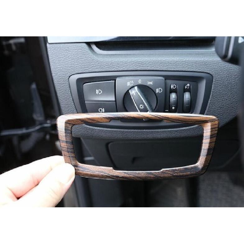 For BMW X1 F48 2016-2022 Pine Wood Grain Function Control Button Frame Trim 1PCS
