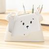 Adorable Plastic Bear Design Pencil Cup With Spacious Interior For Office School Use