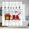 Tu Christmas Shower Curtain Festive Holiday Bathroom Decor Santa Claus Reindeer Snowflakes Winter Themed Waterproof Fabric Backd