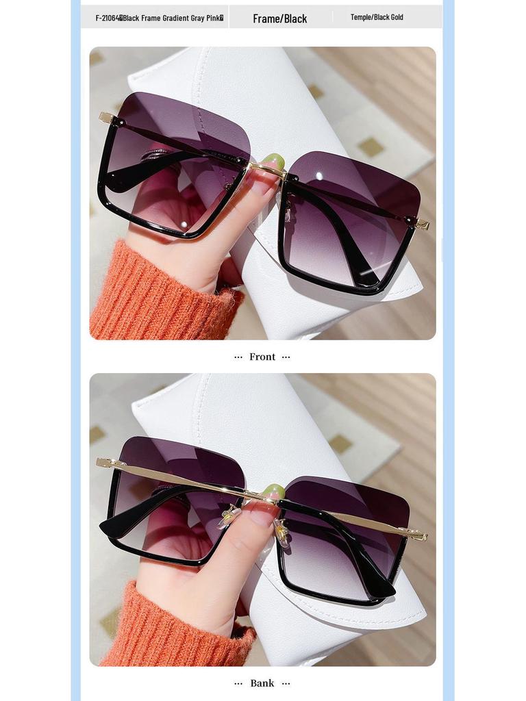 2025 Trendy Women's Large Square Sunglasses - Korean Style, Anti-UV, Face Slimming Design