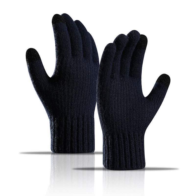 Men's Winter Touchscreen Cycling Gloves - Warm Fleece-lined Alpaca Wool Knit