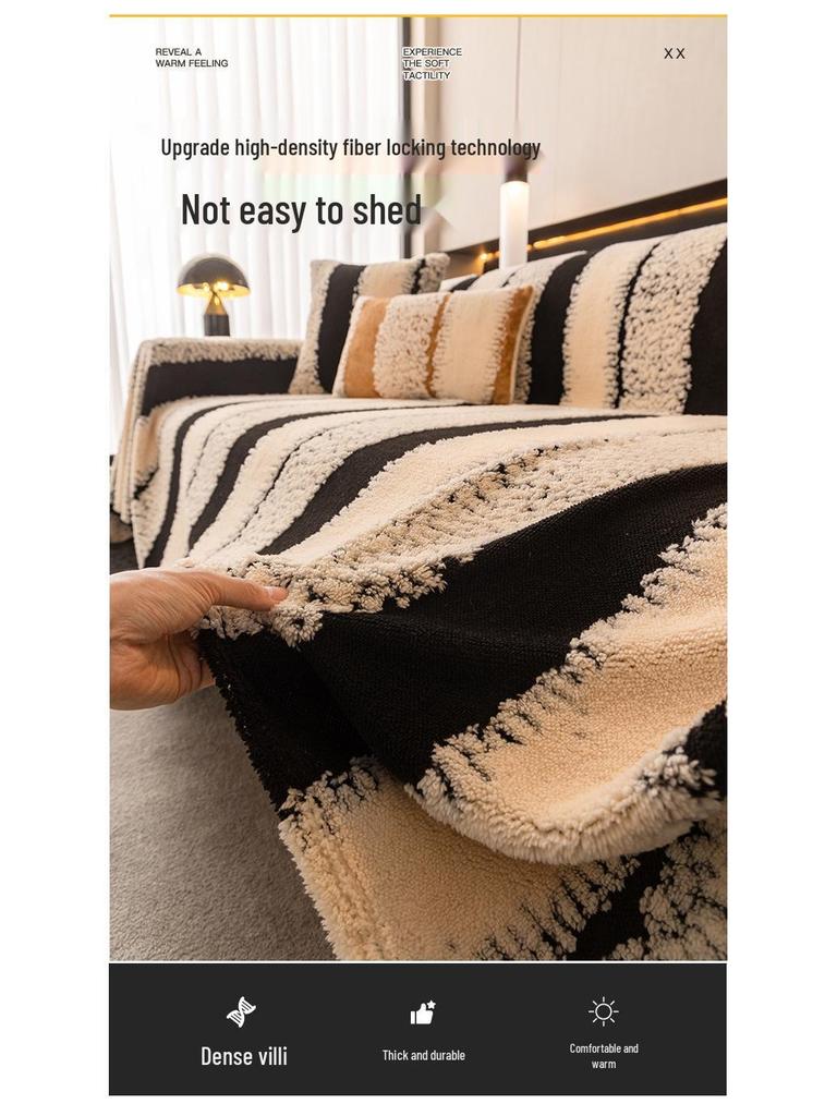 2025 Plush Velvet Sofa Cover – Whole Piece, Non-Slip, Full Wrap Cushion Blanket for Autumn/Winter
