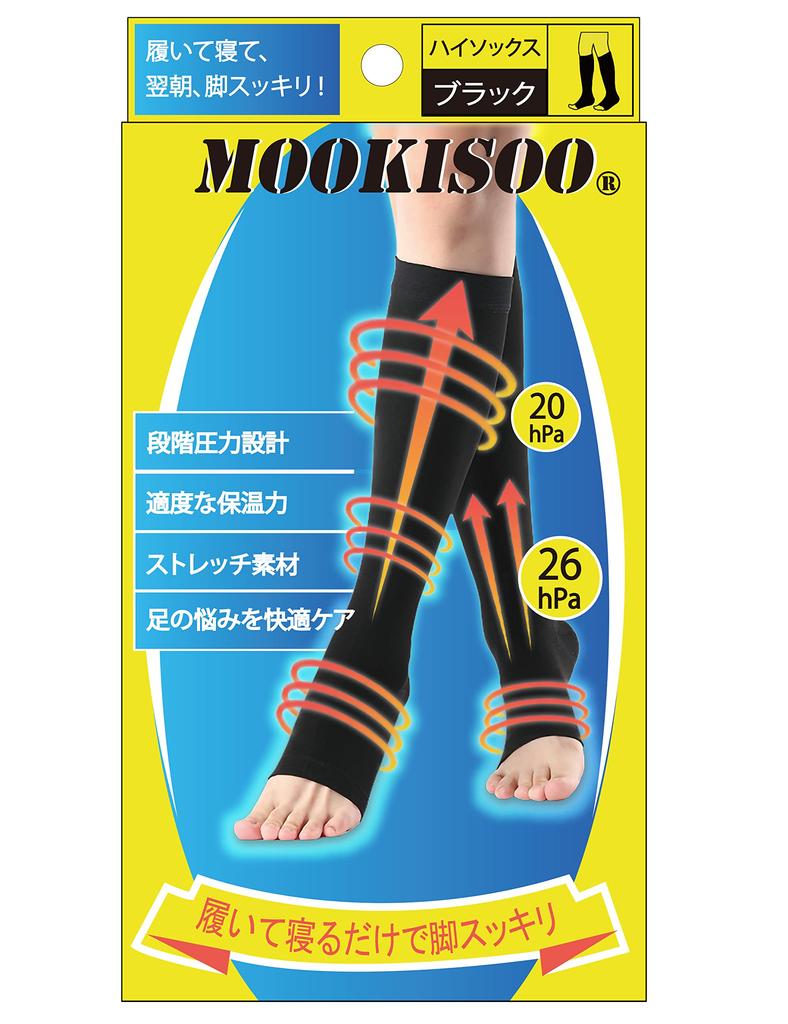 MOOKISOO Compression Expertly Provides Moderate Toeless Knee Compression Stockings for and Graduated Compression Black Men's Socks, Supervised,