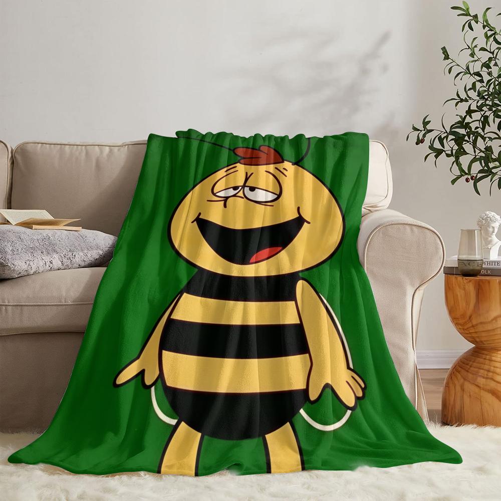 RIPMMaya The Bee With Flowers Throw Soft Flannel Throw Summer Blanket Lightweight Cozy Nap Blanket for Sofa Bed TravelR-I-P