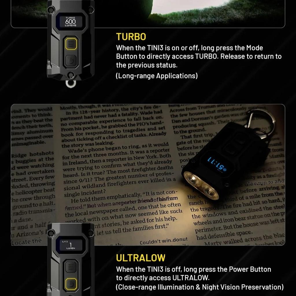 TINI3 EDC Nitecore Flashlight Poket Lamp Key Light Keychain Running Portable EDC Light Waterproof Camping Torch Light Lantern
