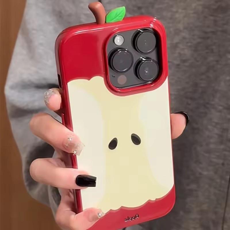 Θήκη Κινητού 3D Πυρήνας Μήλου Για Iphone 17 16 15 14 13 12 11Pro Max Κορεάτικου Στυλ Αντι-Πτώση Αντι-Γρατζουνιές Θήκη Κινητού