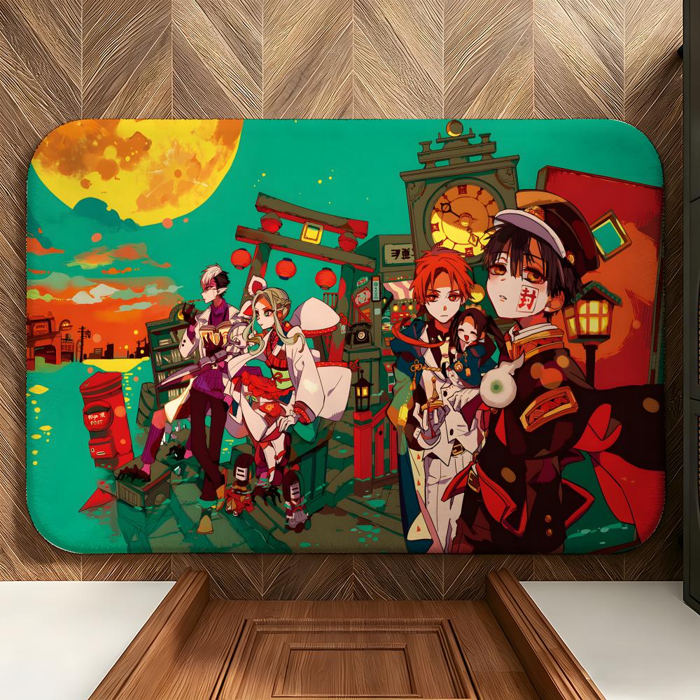 Anime Toilet-Bound H-Hanako-kun Floor Mat Soft Flannel Floor Mat Suitable for Entryways, Living Rooms, Bedrooms, and Bathrooms