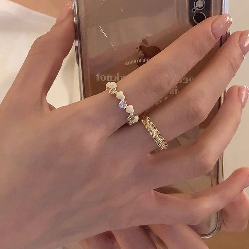 Elegant Heart Design Open Ring For Women Crafted From Durable Copper With Stone Zircon